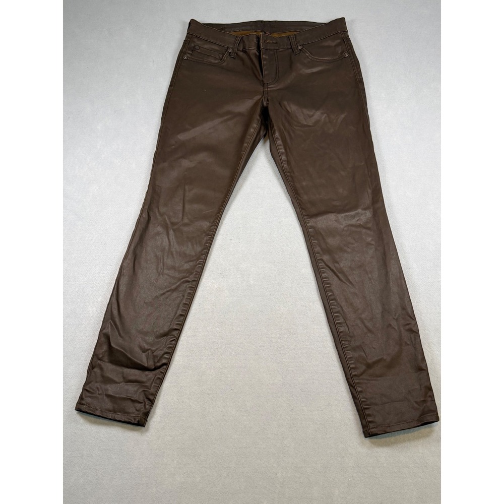 Kut from the Kloth Womens Brown Coated Skinny Pants Size 6 Chocolate Faux Leathe